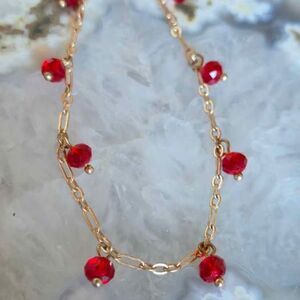 Handmade Ruby Red Crystal Charm Bracelet | Gold Tone | All New Materials
